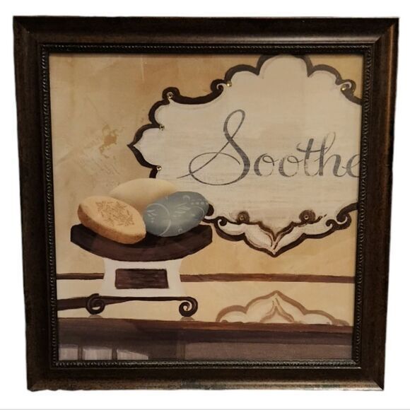 Bathroom Framed Pictures Bars of Soap Soothe and Serenity 14" ×‎ 14" - Picture 4 of 9
